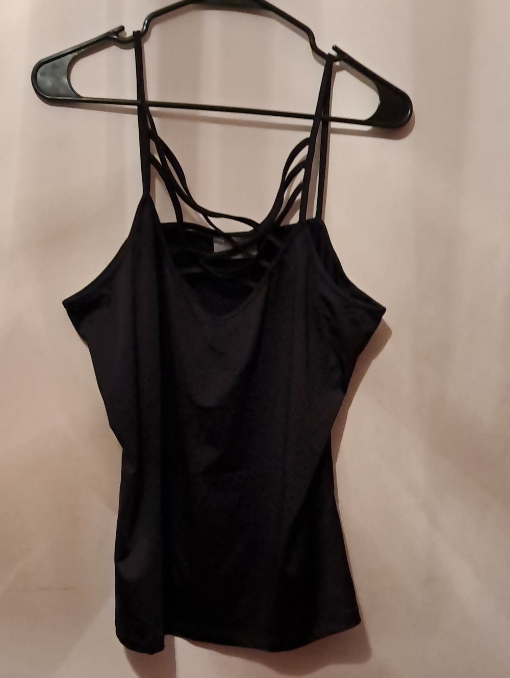 Women's Black Strappy Camisole with Decorative Back